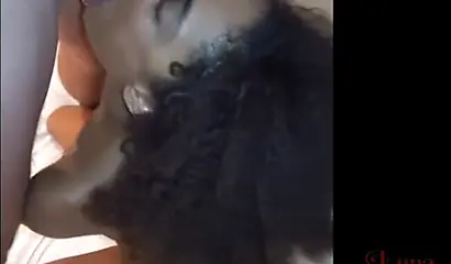 Ebony cutie Luna Corazon gets fucked while talking to her man on the phone