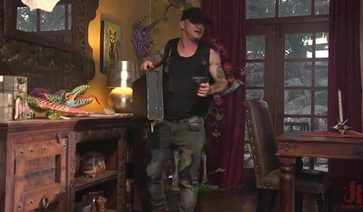 Sexy ebony Demi Sutra gets tied up and fucked by her white master