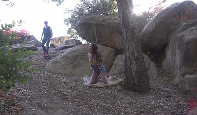 Sexy ebony Demi Sutra gets tied up and fucked by her white master