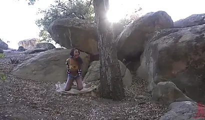 Sexy ebony Demi Sutra gets tied up and fucked by her white master