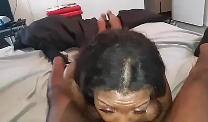 Ebony Desiire gives a sloppy BJ and deepthroats a BBC