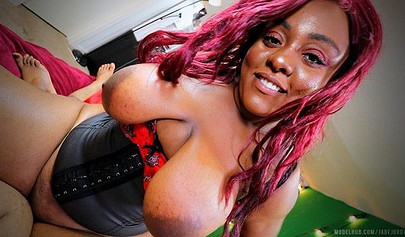 Black MILF with a huge booty Jade Jordan humps her nephew's BBC in POV