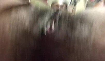 Sexy ebony wife toying her hairy snatch