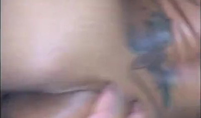 Inked ebony enjoys protected sex with her lover