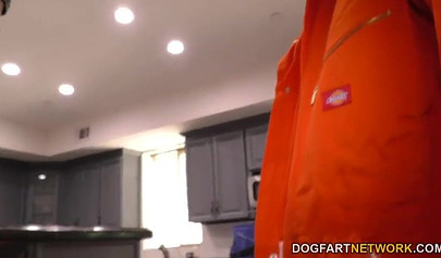 Hot ebony wife Brittney White gets drilled by two white perverts