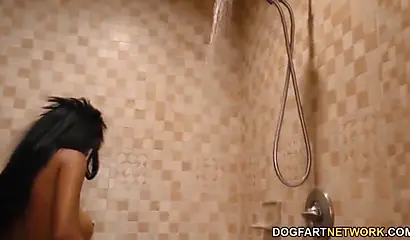 Hot ebony wife Brittney White gets drilled by two white perverts