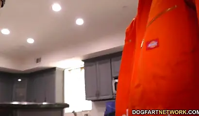 Hot ebony wife Brittney White gets drilled by two white perverts