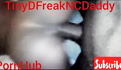 Horny black slut takes my BBC in her creamy pussy