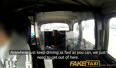 Busty ebony with pierced nipples Kiki Minaj gets banged by a white cab driver