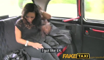 Busty ebony with pierced nipples Kiki Minaj gets banged by a white cab driver