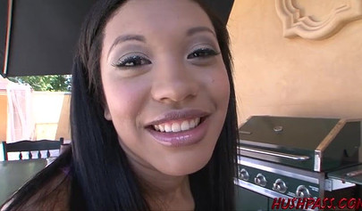 Sensational ebony Rhianna Ryan on all fours getting dicked doggystyle