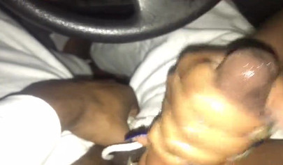 Ebony slut uses her mouth and sexy lips to suck my dick in the car