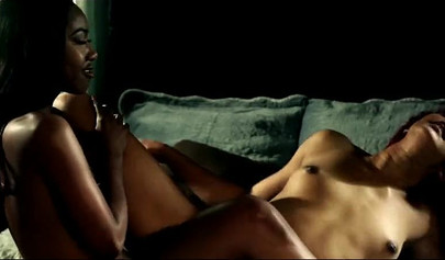 Alluring ebony lesbians in a pussy licking compilation