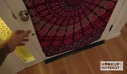 Ebony teen in fishnet pantyhose Demi Sutra dominated & dicked