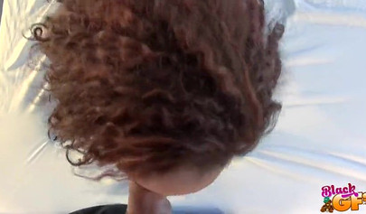 Cute ebony girlfriend bounces on a nice fat dick