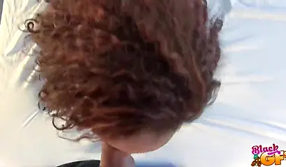 Cute ebony girlfriend bounces on a nice fat dick