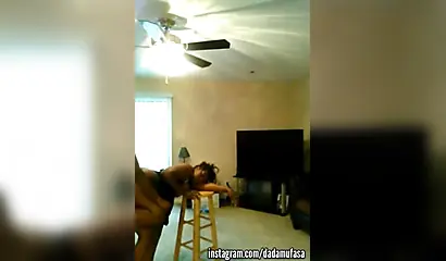 Short-haired ebony MILF takes doggy pussy drilling