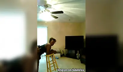 Short-haired ebony MILF takes doggy pussy drilling