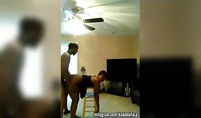 Short-haired ebony MILF takes doggy pussy drilling