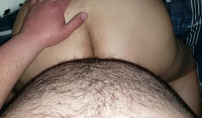 Busty pink-haired ebony fucks & massages a dick in POV