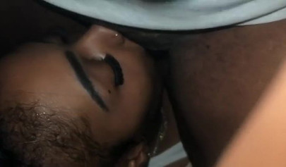 Ebony BBW sits on her girlfriend's face and receives oral pleasure