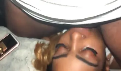 Ebony BBW sits on her girlfriend's face and receives oral pleasure