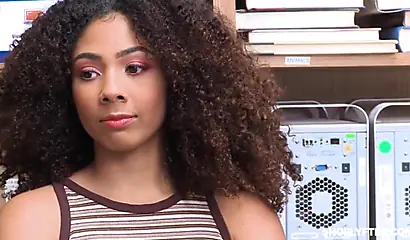 Ebony teen Nia Nixon gets punished and fucked for stealing