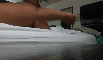 Naked ebony BBW getting rammed by her boyfriend