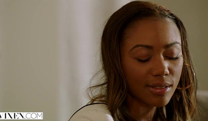 Ebony law student Chanell Heart enjoys an interracial doggy fuck