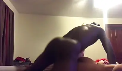 Redheaded ebony wife gets drilled doggystyle by her lover