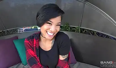 Sultry ebony teen Honey Gold sucks and bangs white meat pole