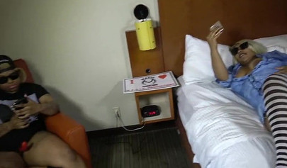 Chubby black lesbian screwing big assed sluts with a strapon