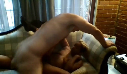 Blonde ebony humping her white neighbor's hard dick