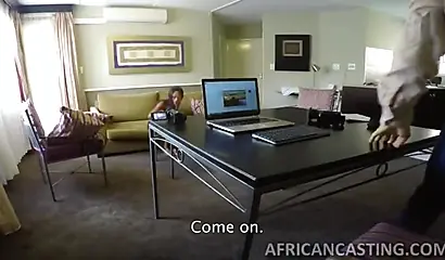 Skinny African doll gets fucked during the job interview