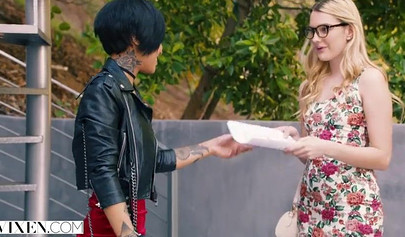 Ebony babe Honey Gold joins a white couple Jean Val Jean & Kenna James in a threesome