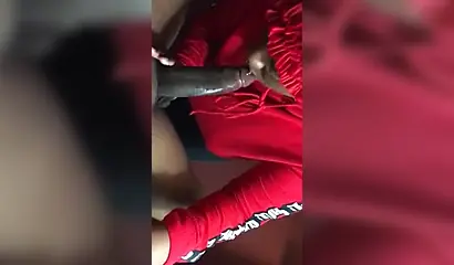 Black nympho with a nose ring sucking a huge ebony dick