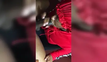 Black nympho with a nose ring sucking a huge ebony dick