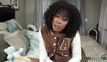 Small boobed ebony Misty Stone gets boned & creampied by her stepdad