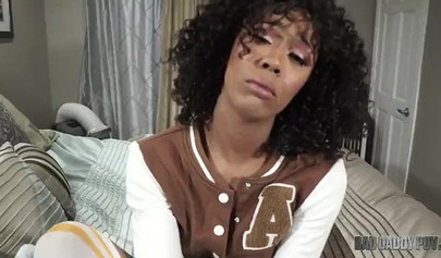 Small boobed ebony Misty Stone gets boned & creampied by her stepdad