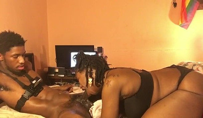 Black fatty sucks and deepthroats a giant black dong