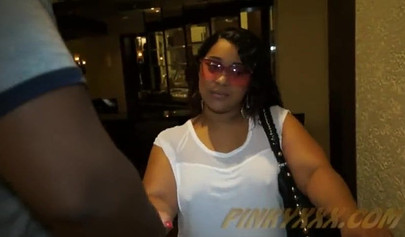 Experienced ebony with huge curves Pinky blows and humps a BBC