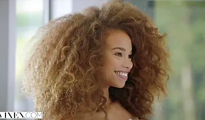 Ebony virgin Cecilia Lion gets her pussy destroyed by her brother's roommate