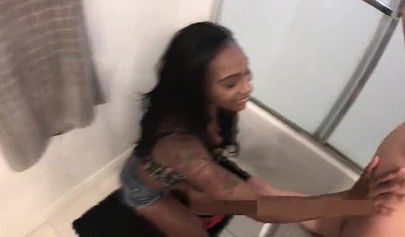 Sexy ebony lesbians rimming each other