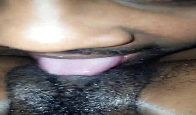 Ebony next door gets her bush eaten out and dicked