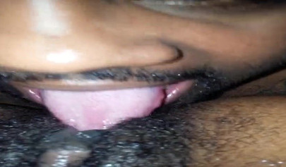 Ebony next door gets her bush eaten out and dicked