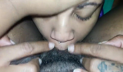 BBW gets her hairy fat pussy eaten out by an ebony lesbian