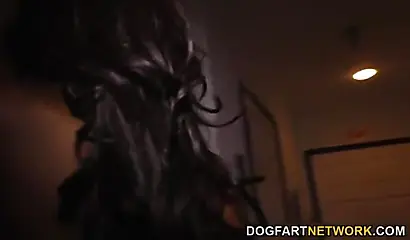 Beautiful ebony Nadia Jay gets demolished in a gangbang