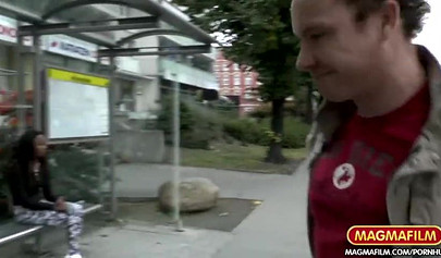 Euro ebony slut gets picked up in public and fucked