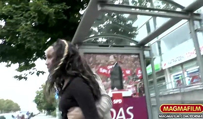 Euro ebony slut gets picked up in public and fucked