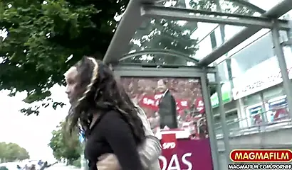 Euro ebony slut gets picked up in public and fucked